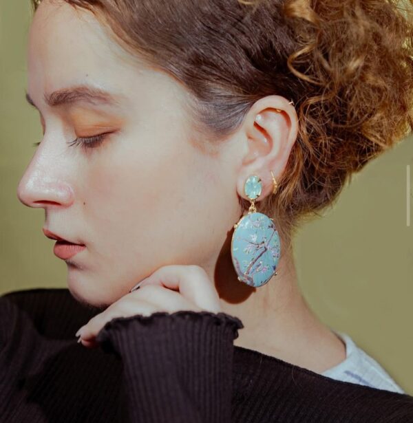 Oval Botanical Drop Earrings