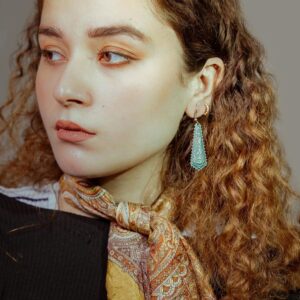 Textured Aqua Resin Dangle Earrings
