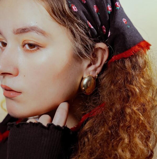 Retro Gold Domed Hoop Earrings